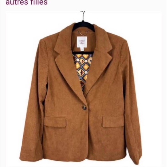 Anthropologie Large Brown Corduroy Blazer Jacket - Picture 2 of 6